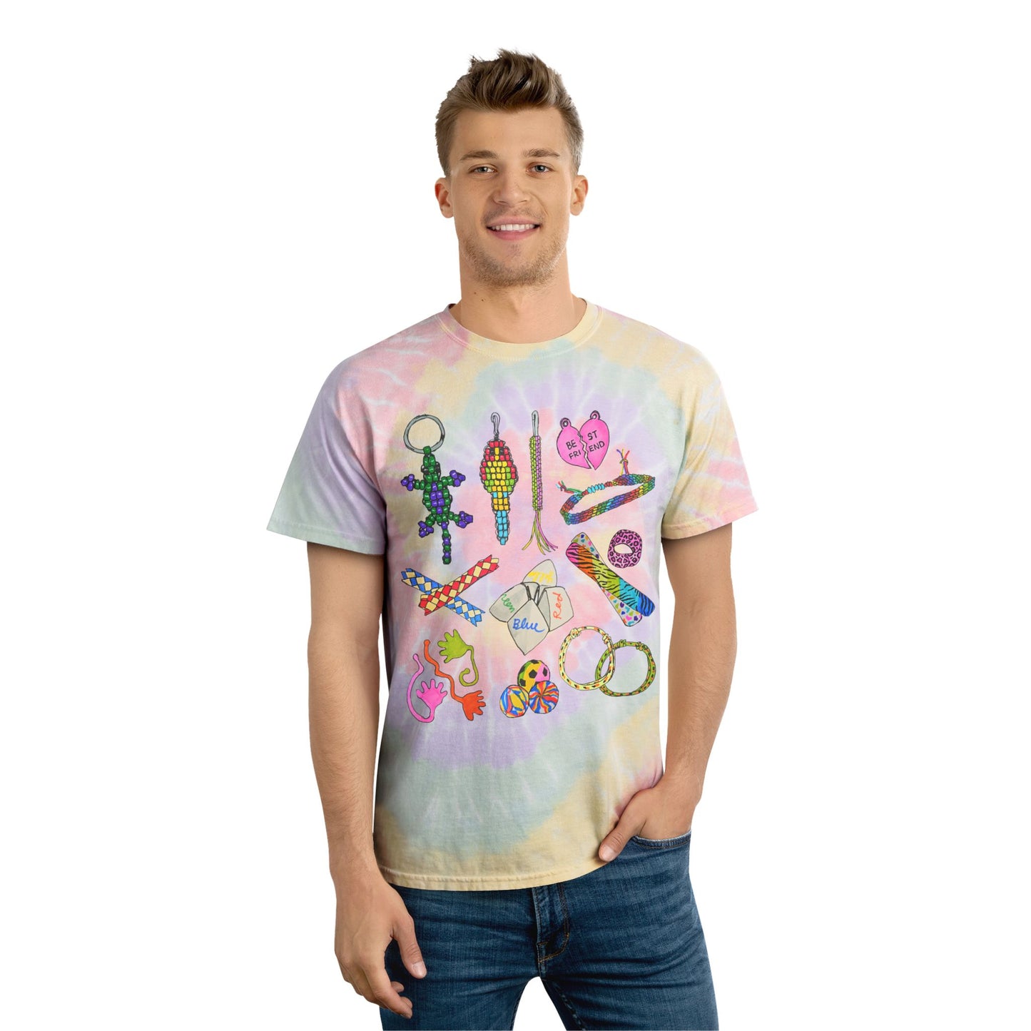 90s Girl Throwback Tie Dye Shirt | 90s Nostalgia Hand Drawn Retro Present