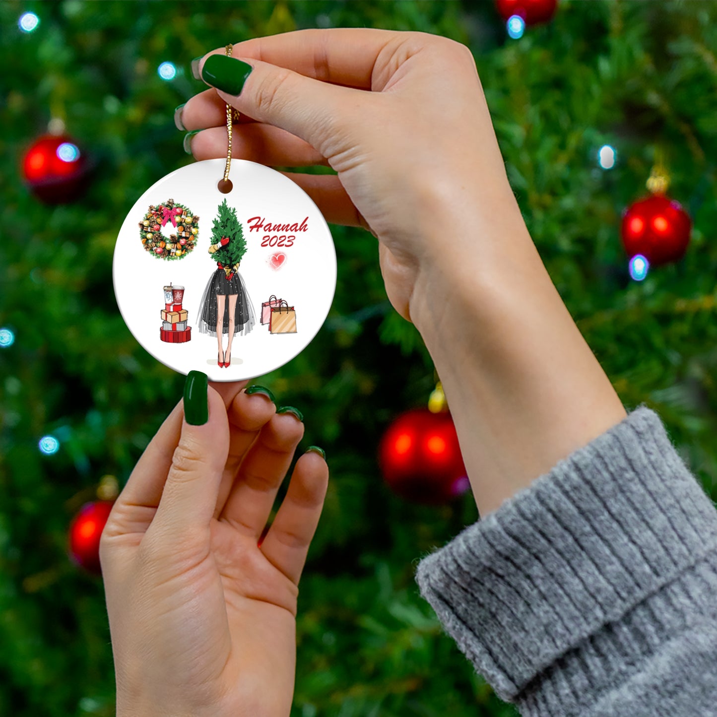 Personalized Fashion Christmas Ornament Custom Fashionista Holiday Ornament