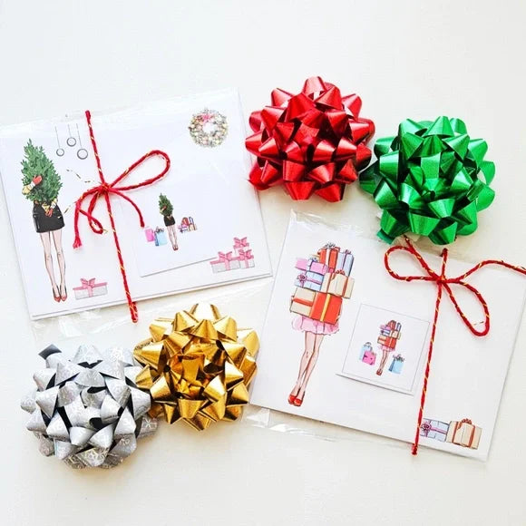 x12 Fashion Christmas Card Set Cute Pretty Fashionista Holiday Boxed Stationery Set