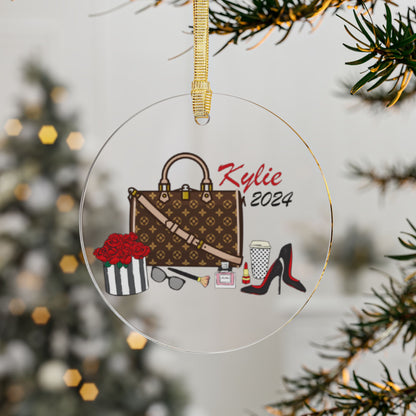 Personalized Fashion Holiday Christmas Ornament | Custom Clear Handbag Hanging Ornament