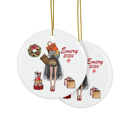 Personalized Fashion Christmas Ornament | Double Sided Custom Holiday Purse Shoe Lover Hanging Ornament