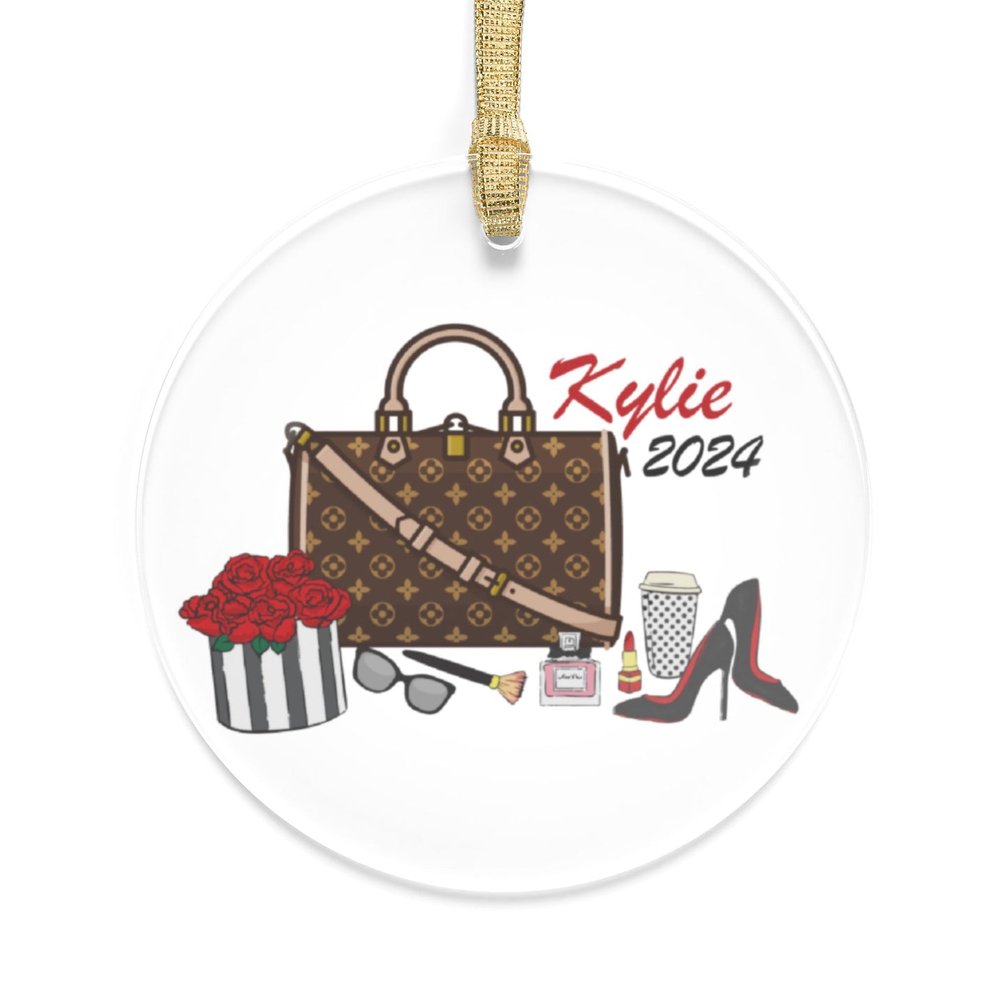 Personalized Fashion Holiday Christmas Ornament | Custom Clear Handbag Hanging Ornament