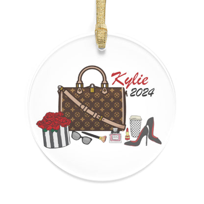 Personalized Fashion Holiday Christmas Ornament | Custom Clear Handbag Hanging Ornament