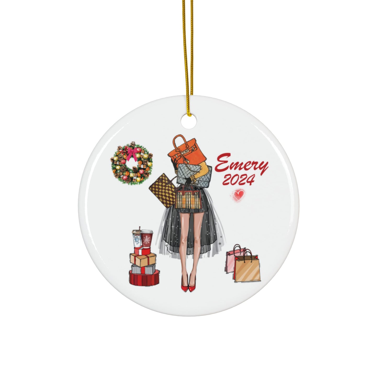 Personalized Fashion Christmas Ornament | Double Sided Custom Holiday Purse Shoe Lover Hanging Ornament