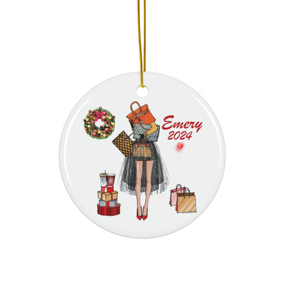 Personalized Fashion Christmas Ornament | Double Sided Custom Holiday Purse Shoe Lover Hanging Ornament