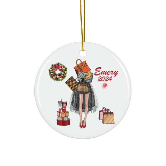 Personalized Fashion Christmas Ornament | Double Sided Custom Holiday Purse Shoe Lover Hanging Ornament