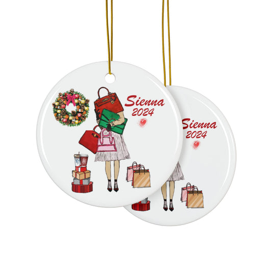Personalized Fashion Christmas Ornament | Double Sided Custom Holiday Handbag Ornament