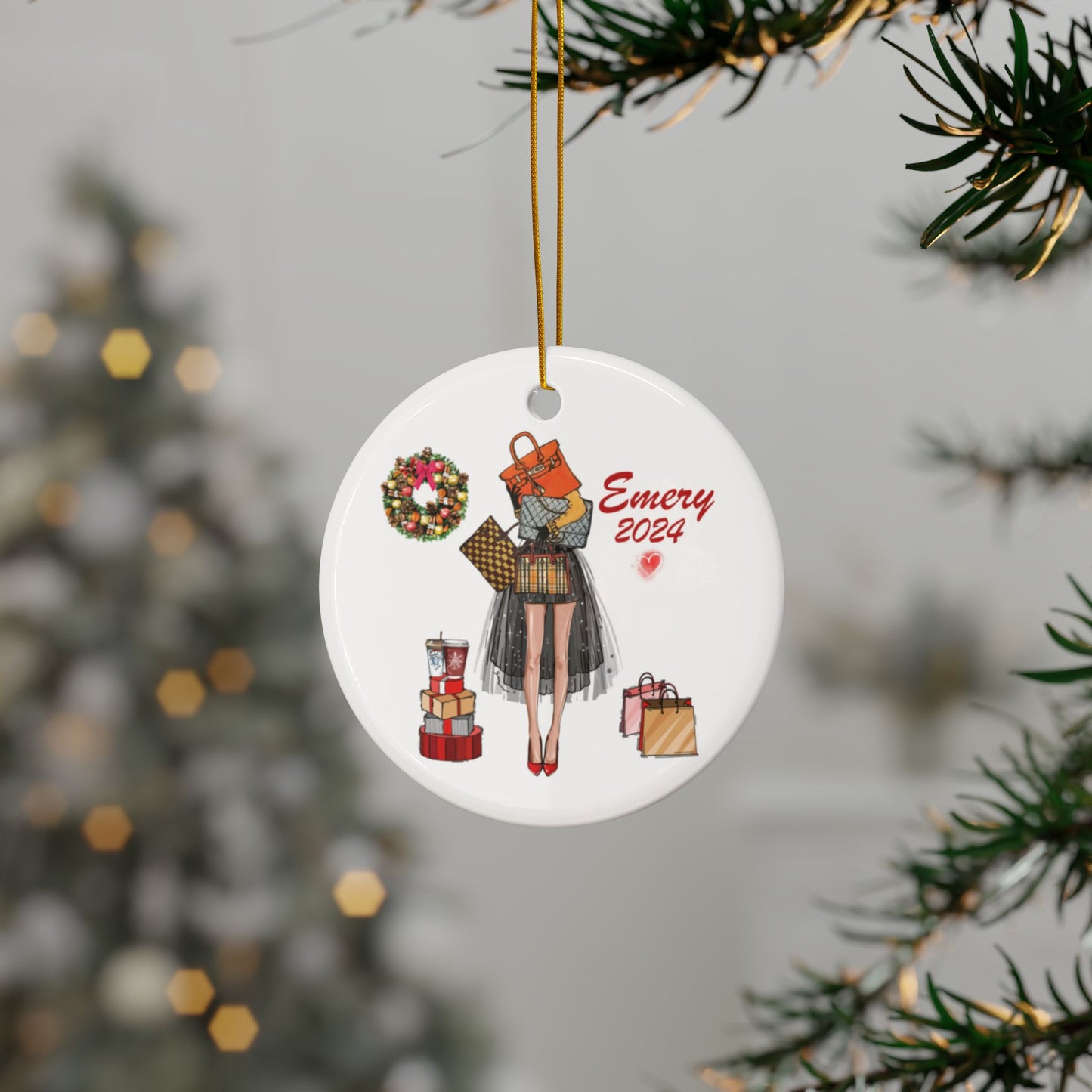 Personalized Fashion Christmas Ornament | Double Sided Custom Holiday Purse Shoe Lover Hanging Ornament