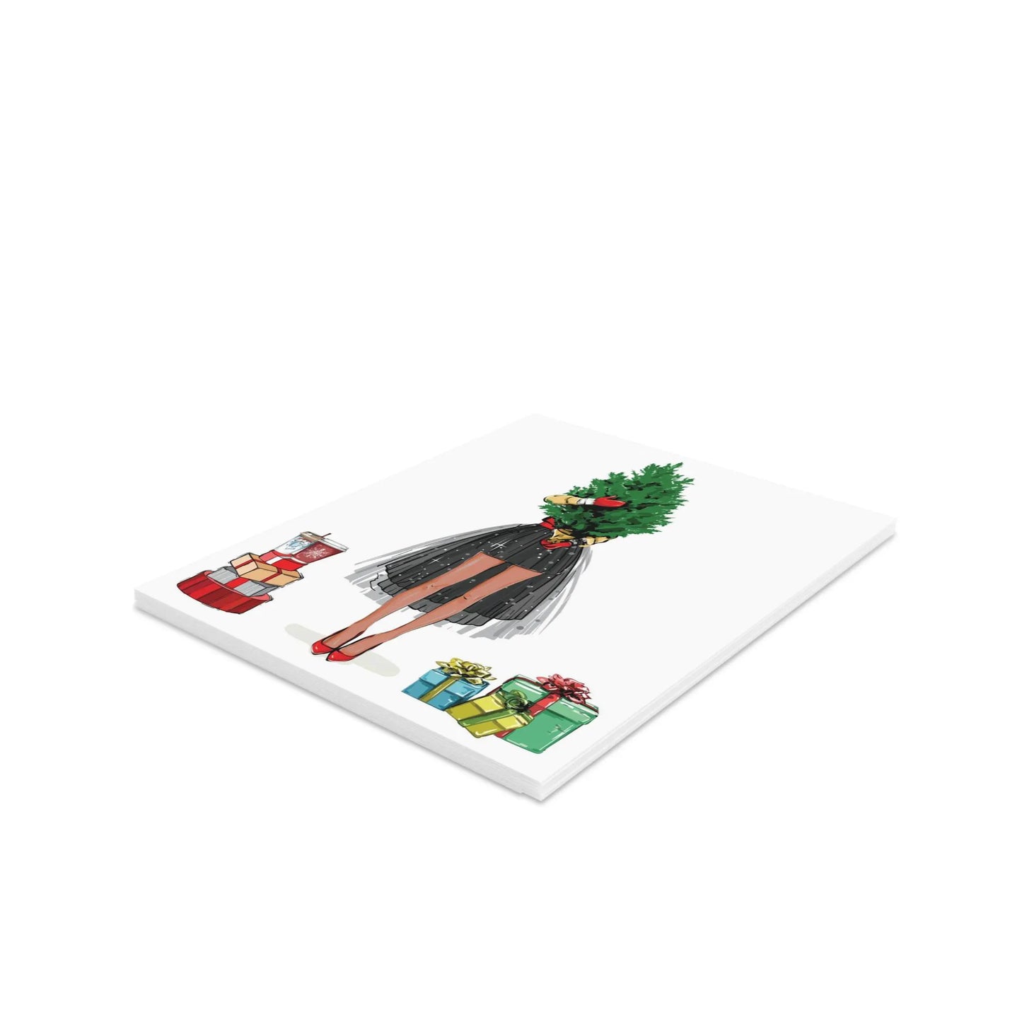 Fashion Christmas Holiday Card w/ Sticker and Envelope