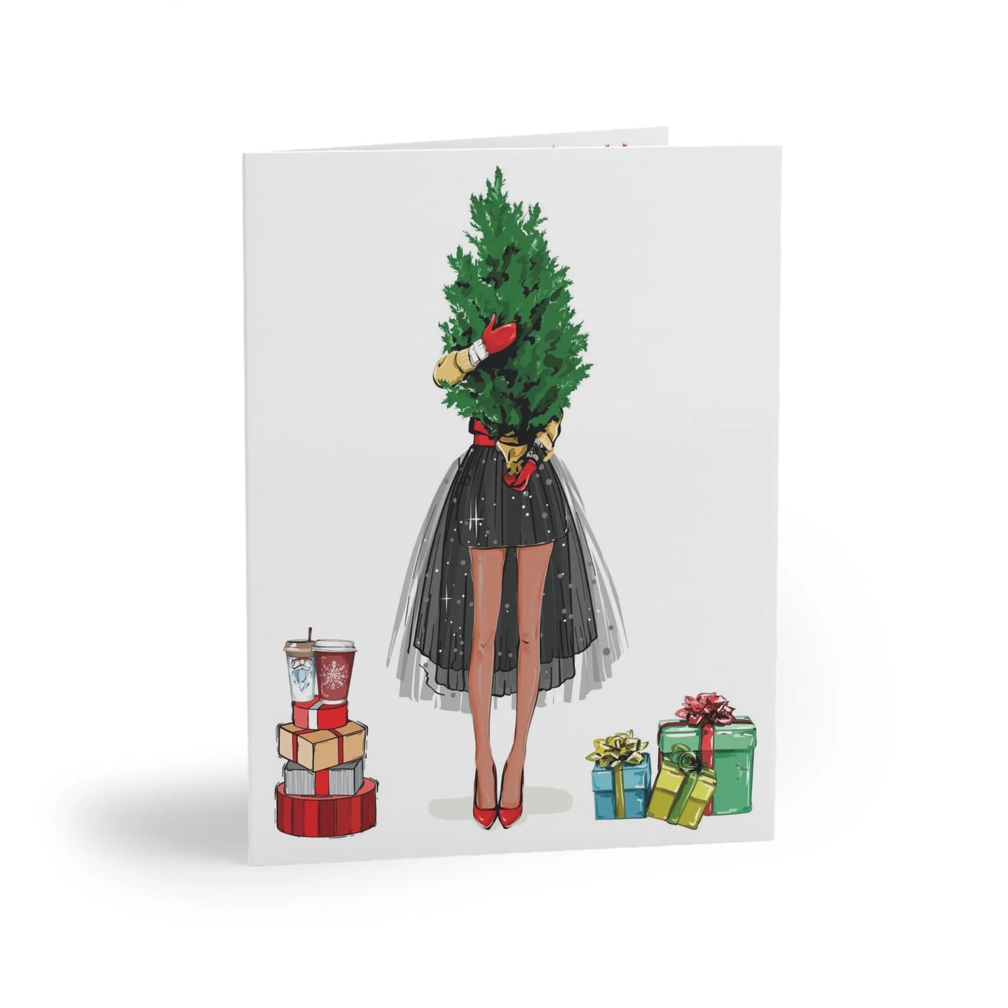 Fashion Christmas Holiday Card w/ Sticker and Envelope