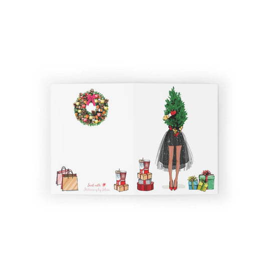 Fashion Christmas Holiday Card w/ Sticker and Envelope