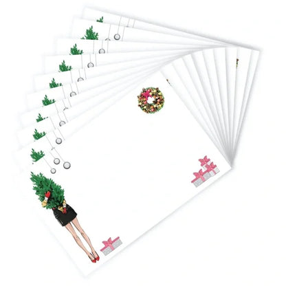 x12 Fashion Christmas Card Set Cute Pretty Fashionista Holiday Boxed Stationery Set