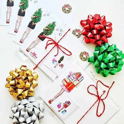 x12 Fashion Christmas Card Set Cute Pretty Fashionista Holiday Boxed Stationery Set