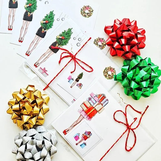x12 Fashion Christmas Card Set Cute Pretty Fashionista Holiday Boxed Stationery Set
