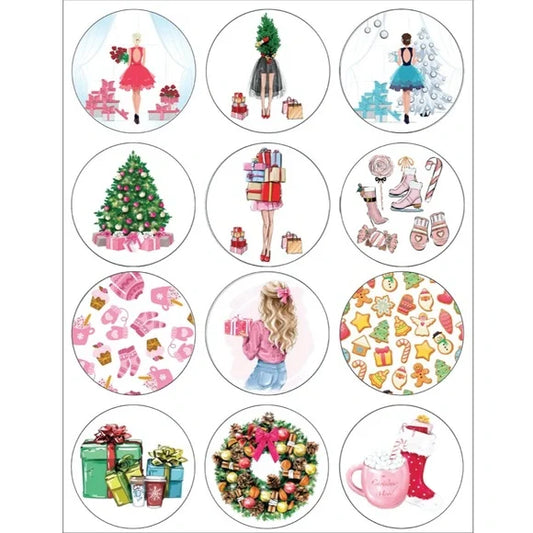 Fashion Christmas Holiday Sticker Sheet | Fashionista Scrapbook Sticker Stocking Stuffers